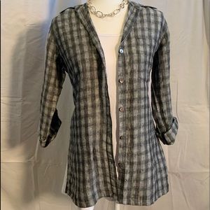 Chico’s gray check linen shirt